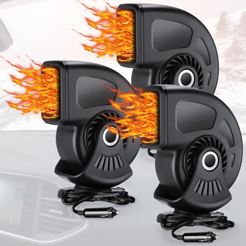 DaisyInner 3 Pcs Car Heater & Defogger 12v 150w Rapid Windshield Defroster Portable Auto Fan Heater Plug in Cigarette Lighter 2 in 1 Fast Heating or Cooling with 360 Degree Suction(Black) - Image 1