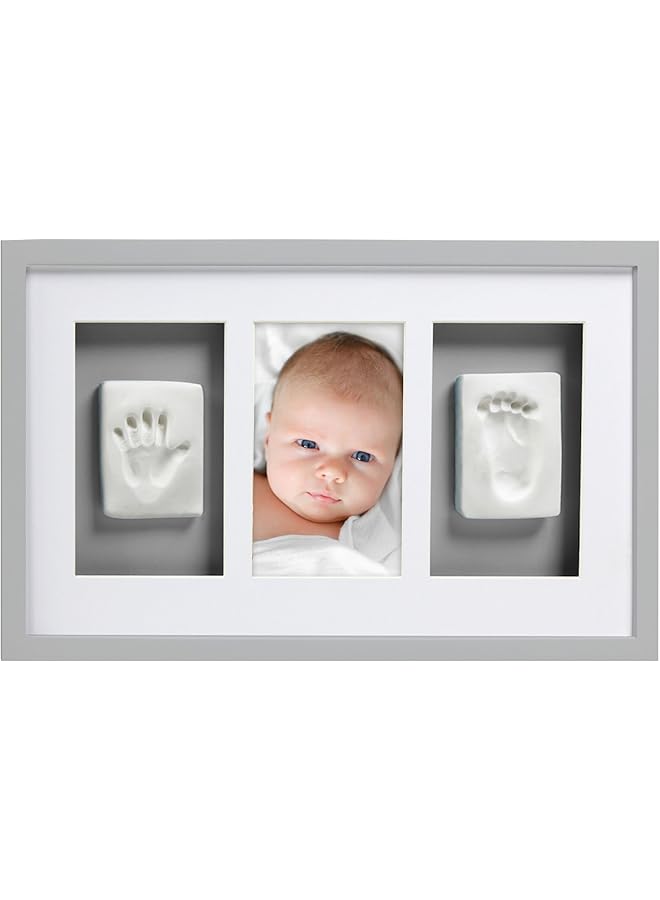 pearhead Babyprints Newborn Baby Handprint And Footprint Deluxe Wall Photo Frame And Impression Kit Gender Neutral Baby Keepsake Frame Baby Nursery Decor Accessory Gray - Image 1