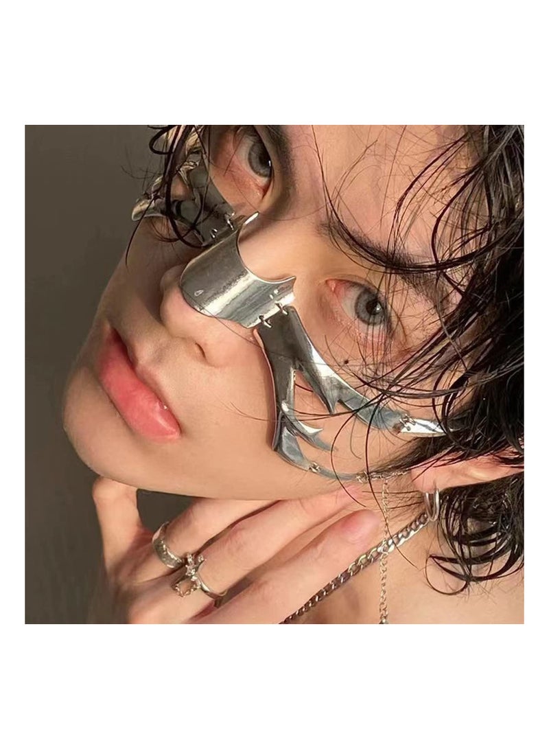 Punk Style Irregular Metal Face Mask for Women and Men, Perfect for Halloween Parties, Carnivals, Fashion Shows, Makeup Balls, and Special Occasions (1 Pack) - Image 3
