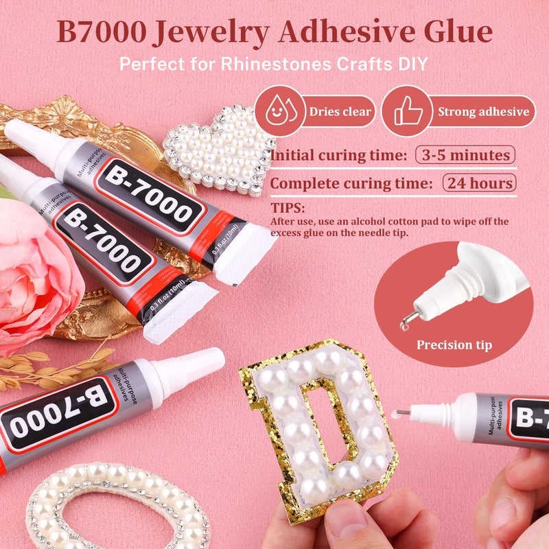 TINKRSTUFF 14000Pcs Flatback Pearls for Crafting (White), Assorted Size 2/3/4/5/6/8/10mm Half Pearl Bead Gems with 3Pcs 10ml B7000 Jewelry Glue, Bedazzling Kit for Crafts Shoes Graduation Cap Nail Art - Image 4