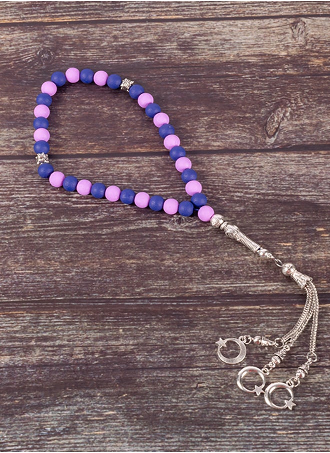 The Black Pearl Accessories Blue & Purple Alabaster Stone Prayer Bead of 33 Beads  - Image 1