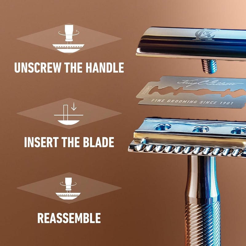 King C. Gillette Double Edge Safety Razor Blades 10 count, Stainless Steel Platinum Coated Blades - Image 4