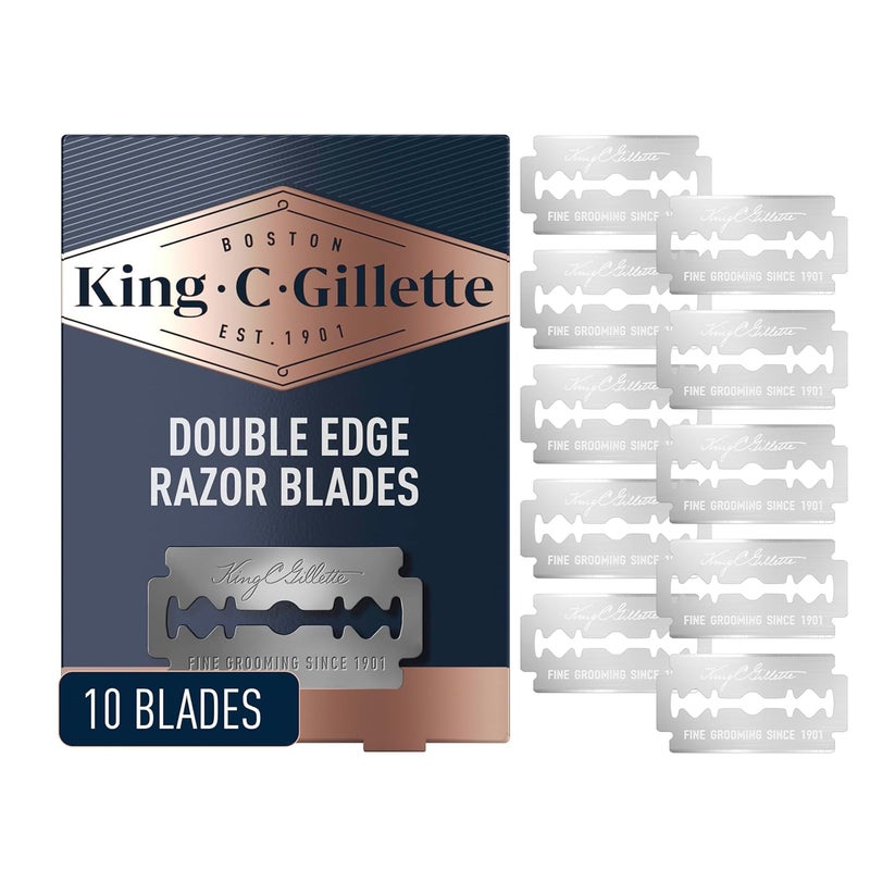King C. Gillette Double Edge Safety Razor Blades 10 count, Stainless Steel Platinum Coated Blades - Image 1