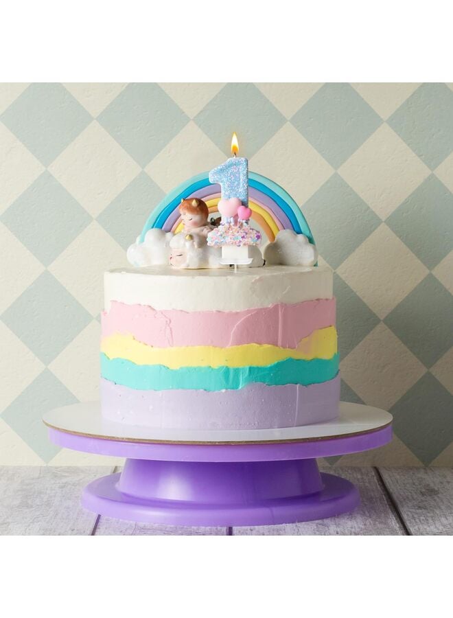 LAMAY Pink Sweetheart Number 4 Birthday Candles - Blue & Pink Two-Tone Cake Topper for Birthday Decorations Supplies, Sweet Themed Party Favors (Number 1) - Image 4