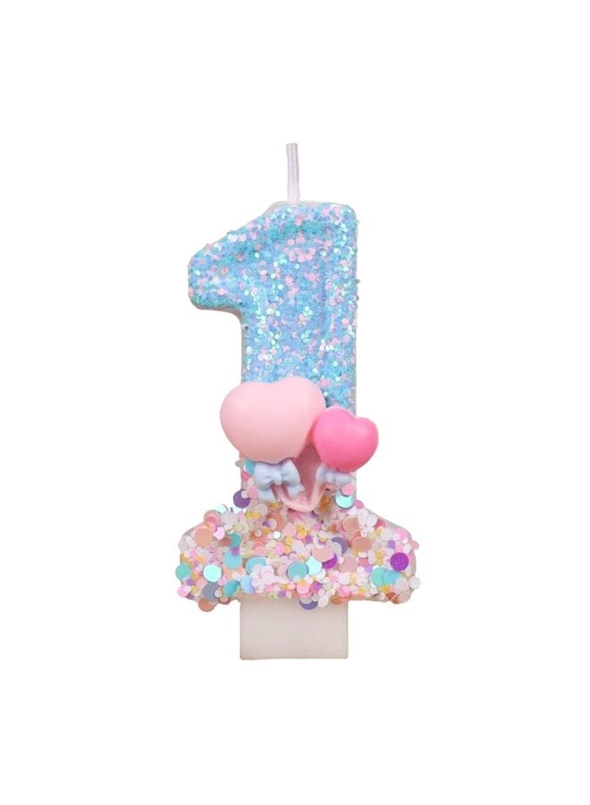 LAMAY Pink Sweetheart Number 4 Birthday Candles - Blue & Pink Two-Tone Cake Topper for Birthday Decorations Supplies, Sweet Themed Party Favors (Number 1) - Image 1