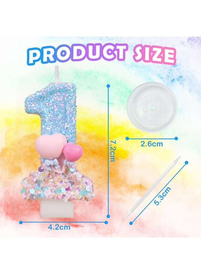 LAMAY Pink Sweetheart Number 4 Birthday Candles - Blue & Pink Two-Tone Cake Topper for Birthday Decorations Supplies, Sweet Themed Party Favors (Number 1) - Image 2