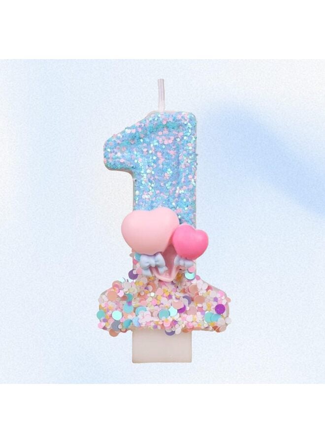 LAMAY Pink Sweetheart Number 4 Birthday Candles - Blue & Pink Two-Tone Cake Topper for Birthday Decorations Supplies, Sweet Themed Party Favors (Number 1) - Image 3