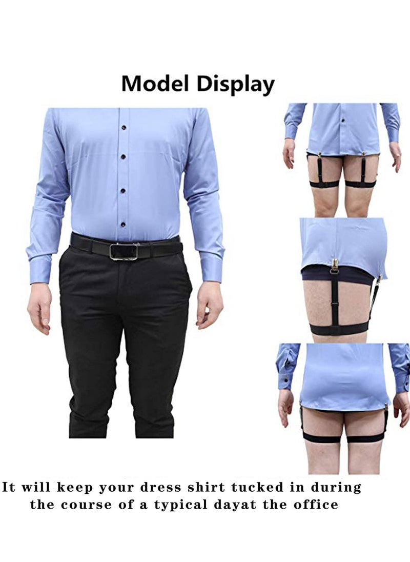 KASTWAVE - Shirt Holder for Men Adjustable Elastic Shirt Garter Belt Shirt Holder with Anti-Slip Locking Clip Holder for Shirt Pleating and Fixing the Position of Men's Shirts - Image 1