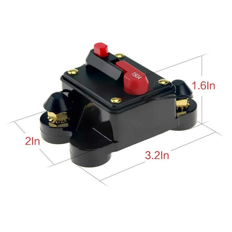 ANJOSHI Circuit Breaker 150amp 50A-300A with Manual Reset Home Solar System Fuse Holder for Car Audio and Amps Protection 12V-24V DC Reset Fuse Inverter Replace Fuses - Image 3