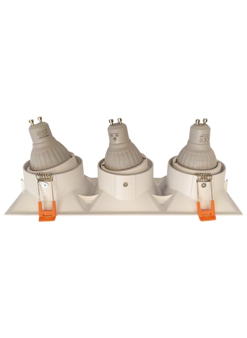 ميجامان Spot Light Frame GU10 MQTL1126 F80-AL Triple Square- White  - Image 2