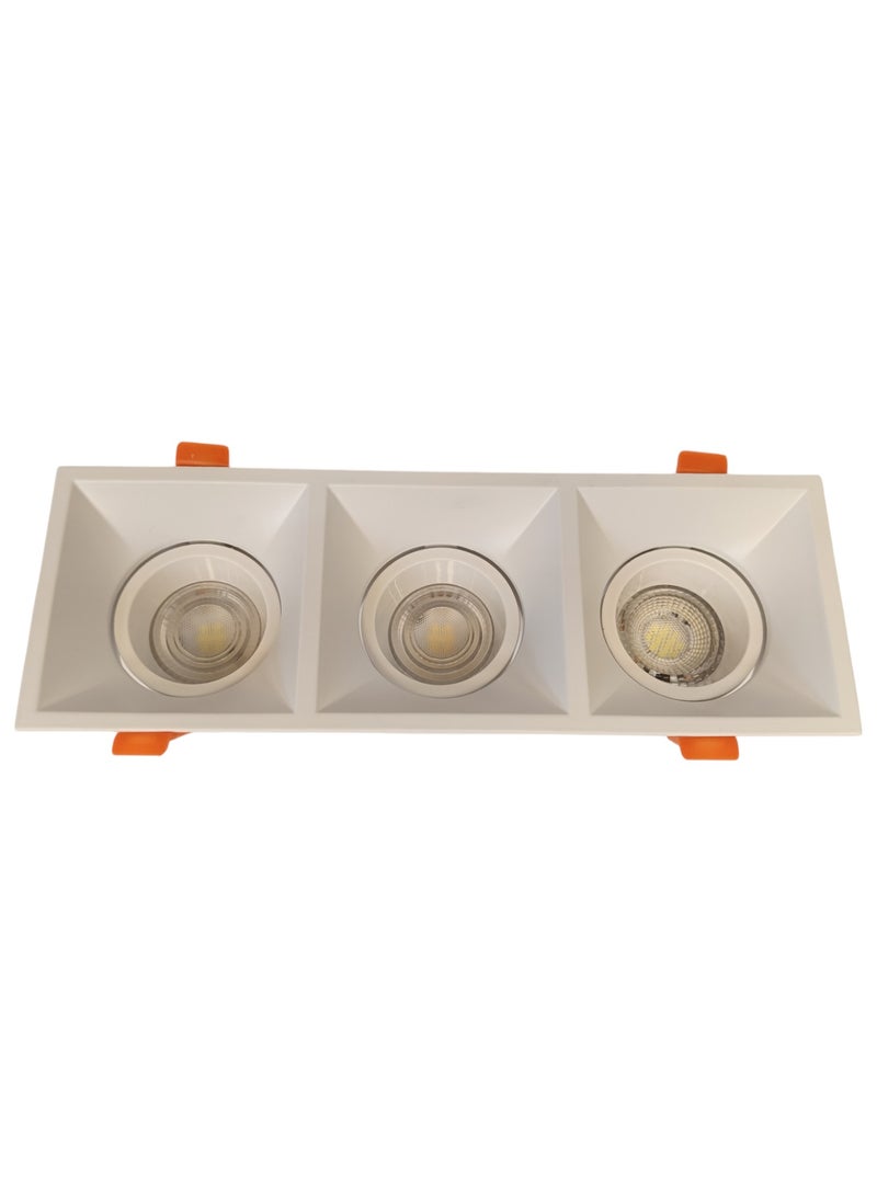 ميجامان Spot Light Frame GU10 MQTL1126 F80-AL Triple Square- White  - Image 3