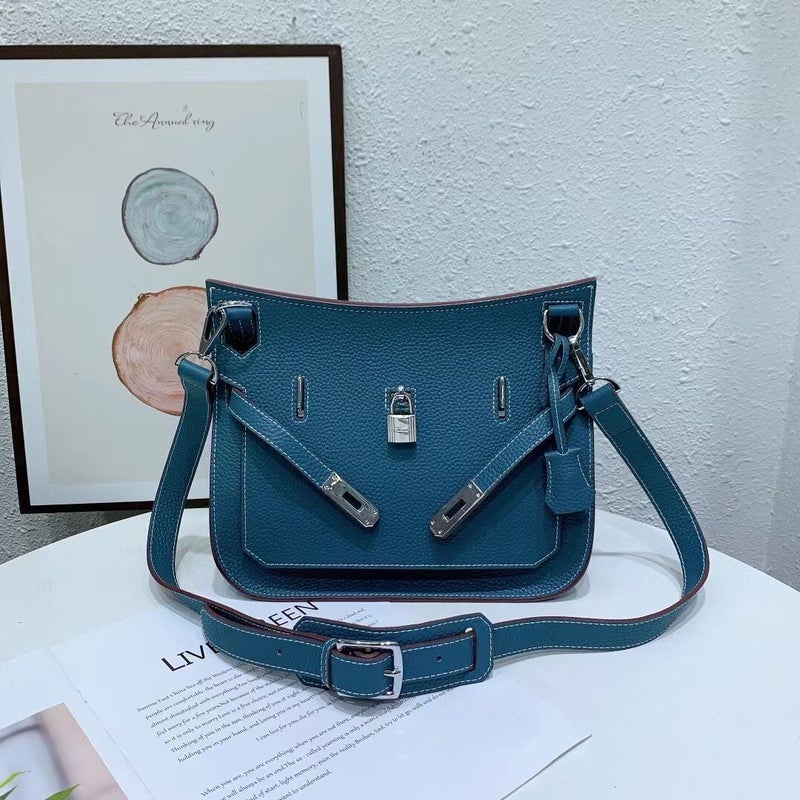 Genuine Leather Platinum Bag Fashionable New Fashion Litchi Pattern First Layer Cowhide Shoulder Crossbody Bag Tower Bag - Image 1