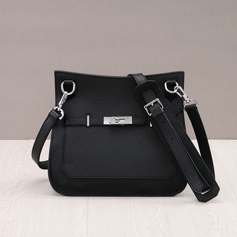 Genuine Leather Platinum Bag Fashionable New Fashion Litchi Pattern First Layer Cowhide Shoulder Crossbody Bag Tower Bag - Image 5