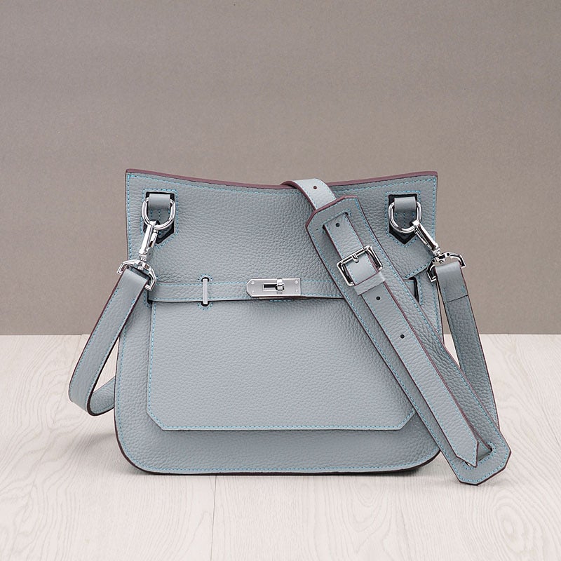Genuine Leather Platinum Bag Fashionable New Fashion Litchi Pattern First Layer Cowhide Shoulder Crossbody Bag Tower Bag - Image 3