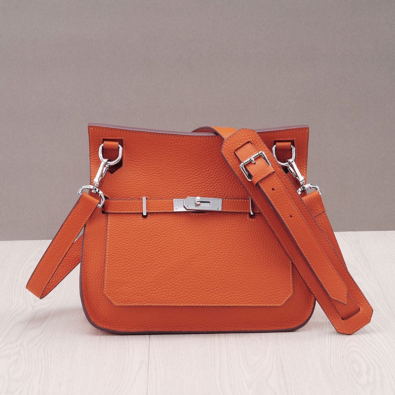 Genuine Leather Platinum Bag Fashionable New Fashion Litchi Pattern First Layer Cowhide Shoulder Crossbody Bag Tower Bag - Image 4