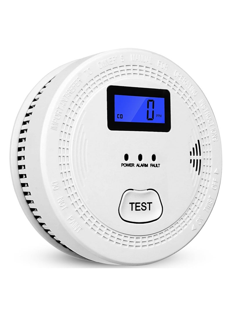 Zikra 2 in 1 CO & Smoke Alarm, Carbon Monoxide Detectors, with Battery, Smoke Detector, 85dB in Alarm, for Home and Kitchen, LCD Screen, Easy to Install, WiFI Smoke Co Detector for Home - Image 1