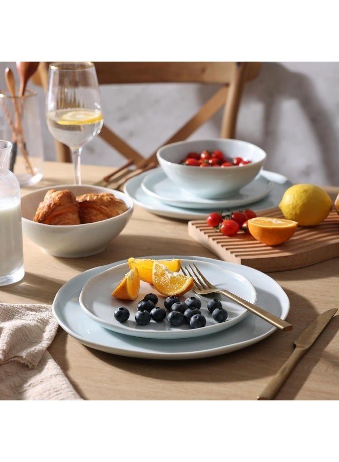 LERATIO Ceramic Dinnerware Sets for 6 - Porcelain Plates and Bowls Sets with Wavy Edge - Image 3