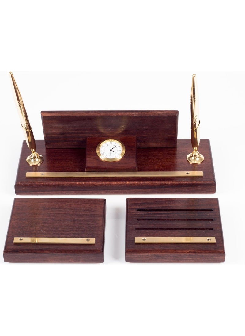 Ofistike Premium Mahogany Table Nameplate Lawyer Judge Prosecutor Tabletop Nameplate Solid Brass 3 Piece Scales Statue  - Image 3