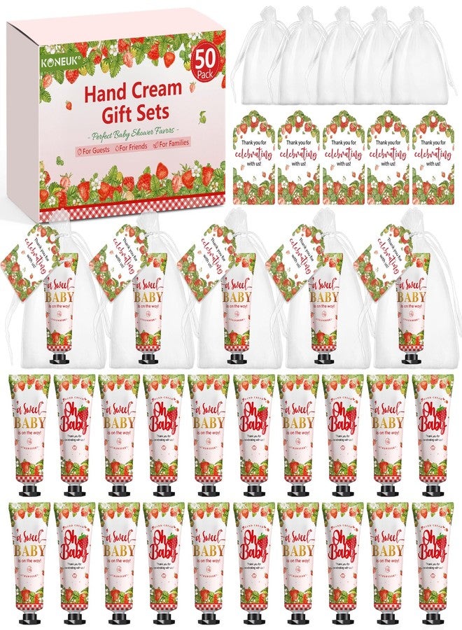 KONEUK 50 Pack Bulk Hand Cream Gifts Sets, Baby Shower Favors and Bridal Shower Favors for Guests with Thank You Card and Organza Gift Bags, Appreciation Gifts, Wedding Party Favors (Strawberry) - Image 1