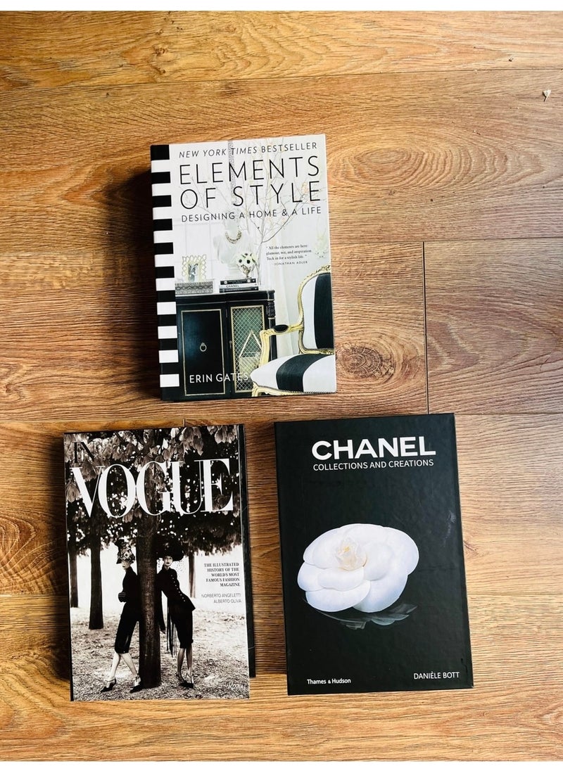 Saccura Dekor - Decorative Book Box Set, Element & Chanel & Vogue 3-Piece Decorative Box Set, Book Box Set - Image 1