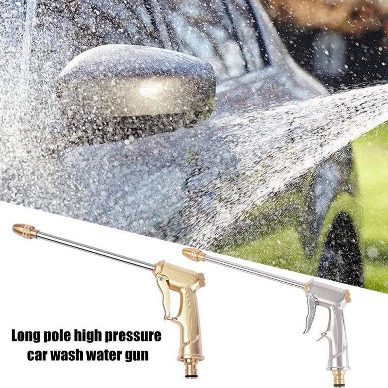 Manufacturer supplies electroplated frosted all-metal aluminum-copper plated household nipple-type extended rod high-pressure car wash water gun - Image 2