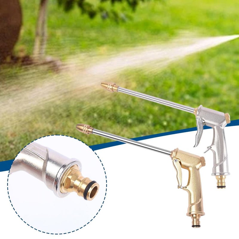 Manufacturer supplies electroplated frosted all-metal aluminum-copper plated household nipple-type extended rod high-pressure car wash water gun - Image 5