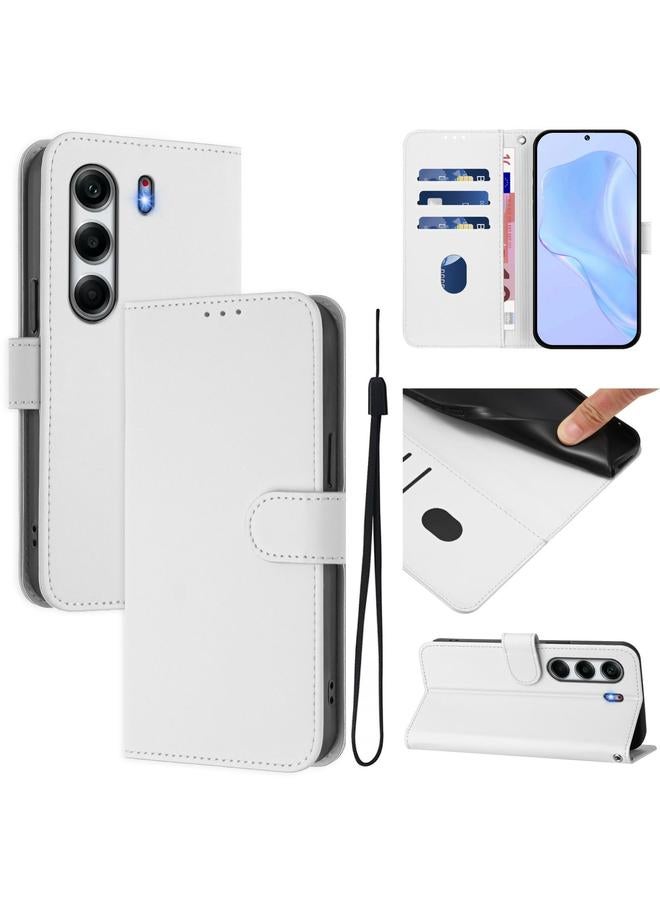 إيروريكس جراب لهاتف Tecno Camon 40 Pro 4G مصنوع من الجلد بلون سادة مع حبل - Image 1