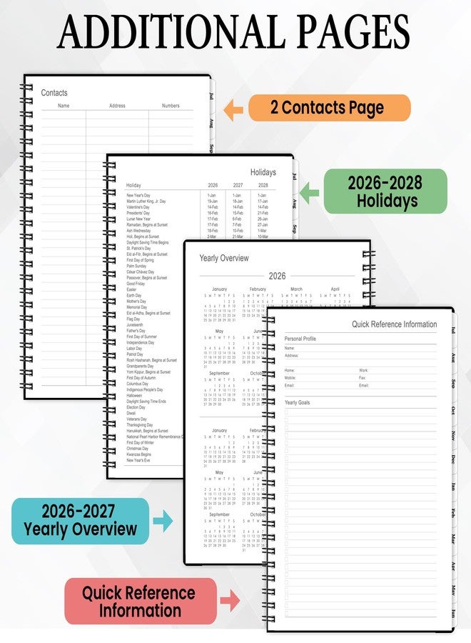 مايبوك مخطط 2026-2027 - مخطط أكاديمي 2026-2027، من يوليو 2026 إلى يونيو 2027، مقاس 9 × 11 بوصة، مخطط أسبوعي وشهري، تقويم، فواصل شهرية، تجليد حلزوني مزدوج، جيب داخلي، ورق فاخر، أسود كلاسيكي - Image 5