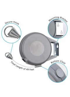Y&D Retractable Clothesline Outdoor Cord 49 Feet - Easy Hanging Clothes Lines Heavy Duty 30LBs Weight Capacity Line DYI Installation Also Ideal For Indoor Space Saving and Practical  - Image 2