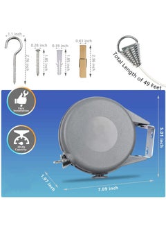 Y&D Retractable Clothesline Outdoor Cord 49 Feet - Easy Hanging Clothes Lines Heavy Duty 30LBs Weight Capacity Line DYI Installation Also Ideal For Indoor Space Saving and Practical  - Image 5