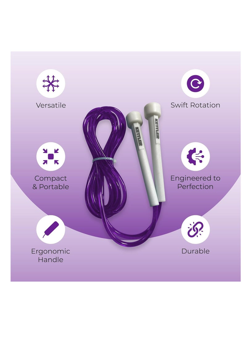 كتلر حبل تخطي Kettler بتقنية ألمانية مضاد للتشابك مع تصميم مدمج | بنفسجي | المادة: مطاط وفوم | مثالي للقفز السريع، الملاكمة، وتمارين التحمل للقلب للرجال والنساء - Image 2