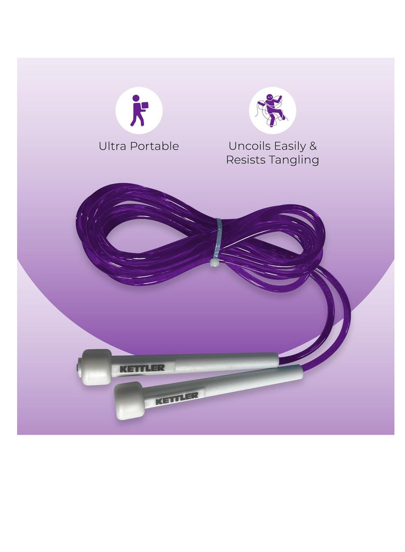 كتلر حبل تخطي Kettler بتقنية ألمانية مضاد للتشابك مع تصميم مدمج | بنفسجي | المادة: مطاط وفوم | مثالي للقفز السريع، الملاكمة، وتمارين التحمل للقلب للرجال والنساء - Image 5