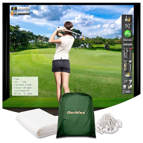 Durbles Golf Simulator Impact Screen - Premium Triple Layer Launch Monitor Projector With HD Visuals, Indoor Practice for Enclosure and Net, Hitting Screen With Grommets & Bungee Cords - Image 1