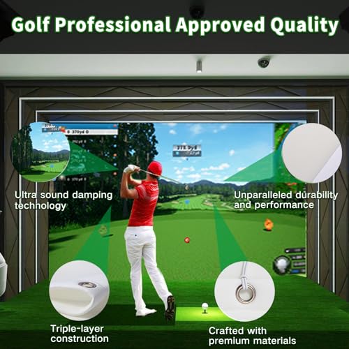 Durbles Golf Simulator Impact Screen - Premium Triple Layer Launch Monitor Projector With HD Visuals, Indoor Practice for Enclosure and Net, Hitting Screen With Grommets & Bungee Cords - Image 3