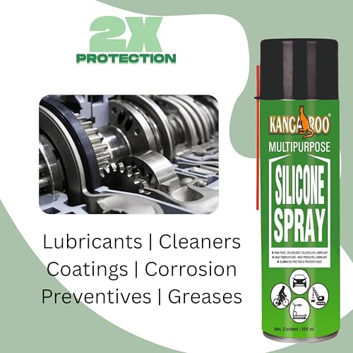 Kangaroo Silicone Lubricant Spray, 500ml Odourless, Colourless & Non-Toxic Lubricant, Rejuvenates & Shines Surfaces, Lubricates Most Plastic, 4 Pcs - Image 4