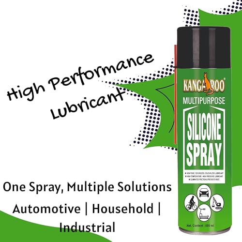 Kangaroo Silicone Lubricant Spray, 500ml Odourless, Colourless & Non-Toxic Lubricant, Rejuvenates & Shines Surfaces, Lubricates Most Plastic, 4 Pcs - Image 3