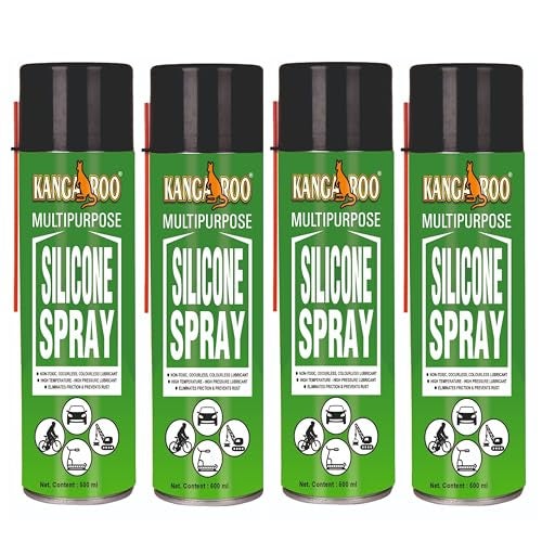 Kangaroo Silicone Lubricant Spray, 500ml Odourless, Colourless & Non-Toxic Lubricant, Rejuvenates & Shines Surfaces, Lubricates Most Plastic, 4 Pcs - Image 1