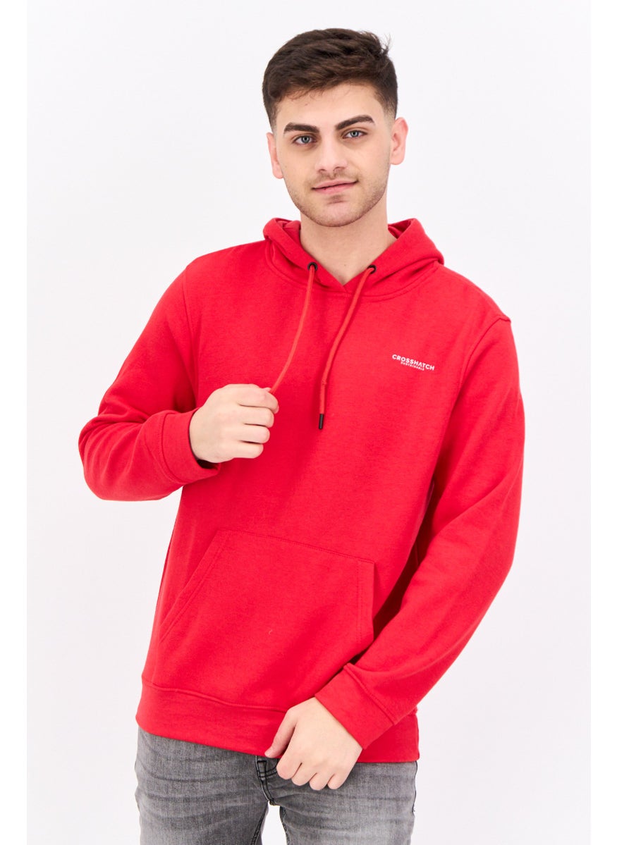 CROSSHATCH Men 2 Pieces Hooded Brand Logo Long Sleeve Sweatshirts, Red  - Image 4