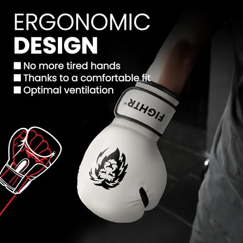 FIGHTR قفازات الملاكمة FIGHTR® - أقصى حماية واستقرار | قفازات ملاكمة للملاكمة، MMA، موياي تاي وكك بوكسنج | الأحجام 8-16 أونصة - Image 5
