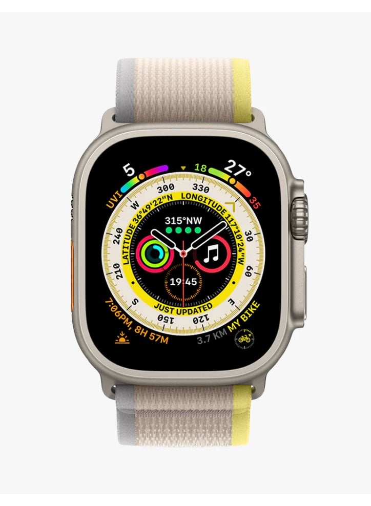 أكاليكس سوار Trail Loop متوافق مع ساعات Apple Watch مقاسات 42 مم، 44 مم، 45 مم، 46 مم، 49 مم، سوار رياضي ناعم منسوج، سوار معصم بديل قابل للتعديل لساعات Apple Watch Series Ultra / SE / Series 1/2/3/4/5/6/7/8/9/10/11 - رمادي وأصفر - Image 4