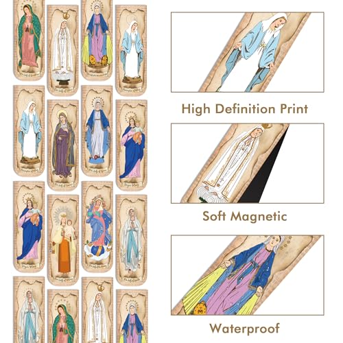 RUBOAOA 30PCS Magnetic Virgin Mary Bookmarks, Catholic Book Marks Featuring Our Lady of Guadalupe, Our Lady of Fatima, Religious Bible Page Markers Gifts for Women Men, Church Accessories - Image 4