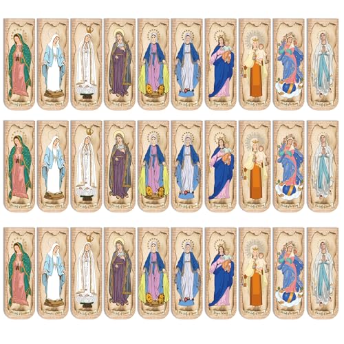 RUBOAOA 30PCS Magnetic Virgin Mary Bookmarks, Catholic Book Marks Featuring Our Lady of Guadalupe, Our Lady of Fatima, Religious Bible Page Markers Gifts for Women Men, Church Accessories - Image 2