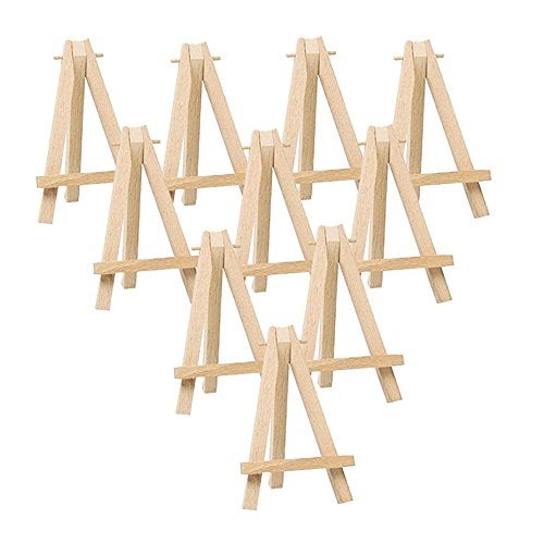 Mayitr 10pcs Wooden Artist Easel Triangle Cards Stand Display Wedding 6 inch Artist Tripod Tabletop Holder Stand - Painting Party, Kids Crafts, Oil Acrylic Paints, Signs, Photos - Image 1