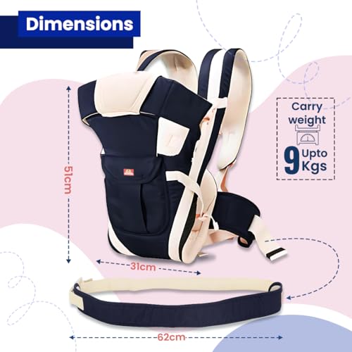 Infantso 4-Way Baby Carrier with 4 Carry Positions, Baby Carrier for 3 to 24 Months, Adjustable Baby Carrying Bag for New-Born to Toddler Carrier, Max Weight Up to 9 Kgs - Image 3