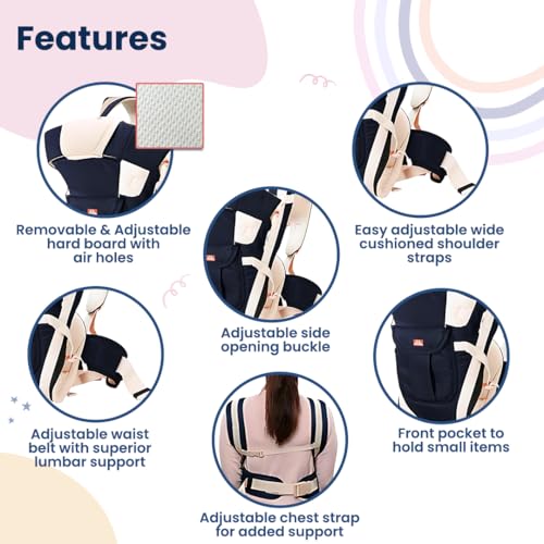 Infantso 4-Way Baby Carrier with 4 Carry Positions, Baby Carrier for 3 to 24 Months, Adjustable Baby Carrying Bag for New-Born to Toddler Carrier, Max Weight Up to 9 Kgs - Image 5