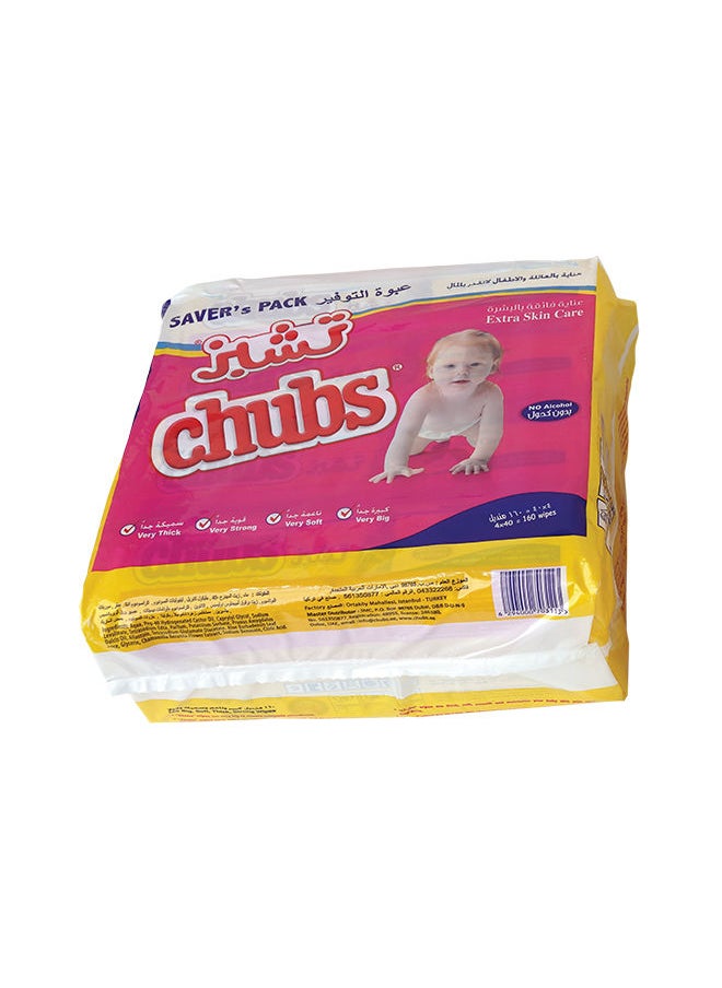 Chubs - Baby Extra Skincare 4x40`S Wipes-Saver Pack - Image 1