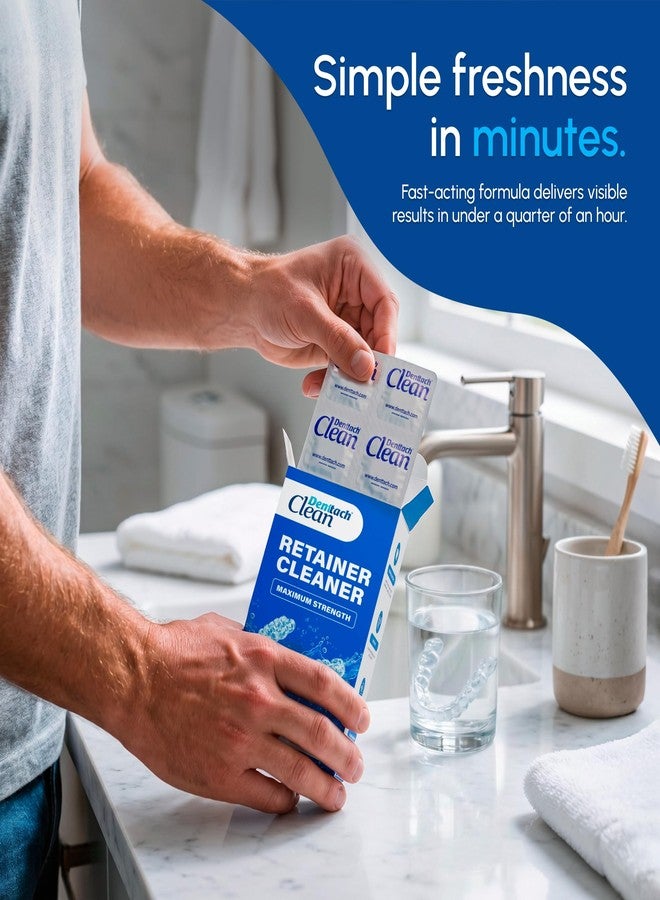 DENTTACH Retainer Cleaner Tablets, Compatible with Invisalign, Approved for Ultrasonic Cleaners, DEEP CLEANSER Formula Cleans Below the Surface, Denture Cleaning Tablets, Removes Stains, Aligners, Mouth Guard - Image 3