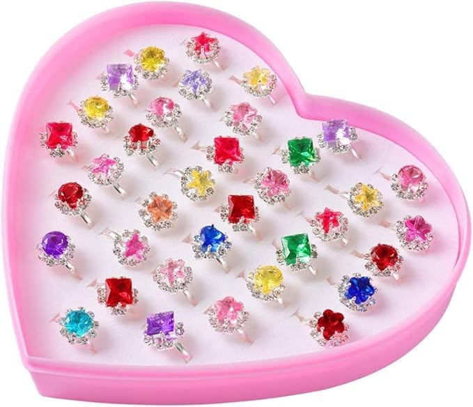 "Little Fairy Rings Set - 36 Pcs Colorful Style for Girls and Kids