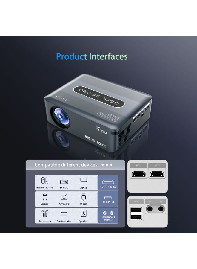Xnano Classic Projector Xnano X1 Full HD 1080P Resolution Ultra HD 8K 300ANSI Dolby Sound Dual Band WiFi Correction Four-Point Anti-Aliasing Image Enhancement Sharpening Treatment Bluetooth 5.0 Wireless Projection - Image 4