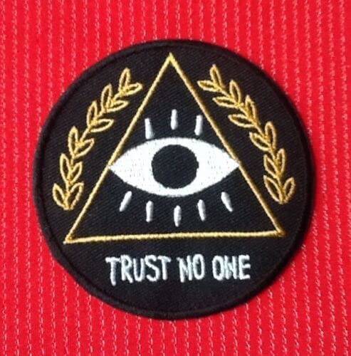 Daily Crafts Daily Crafts 1 pc Embroidered Patch Circle Evil Eye Trust No One Sew OnIron On Patch Applique Bag Clothes Applique Dress Hat Jeans Sewing DIY Decoration  - Image 3